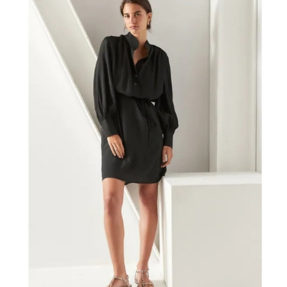 Petite Banana Republic Factory Balloon Sleeve Shirtdress S 4/6 Black